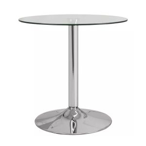 Mesa de comedor Bernie 60R cromada con tapa de cristal templado 60 cm de diámetro