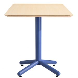 Mesa Colmar azul con tapa HPL color natural 70 x 70 cm