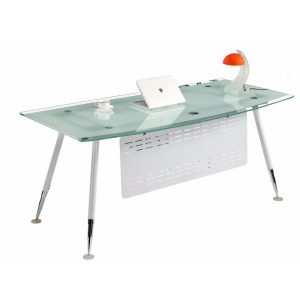 Mesa de oficina Acre en vidrio templado blanco 180 x 85 cm