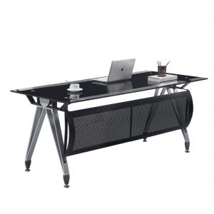 Mesa de oficina Basilea en vidrio templado negro 180 x 85 cm