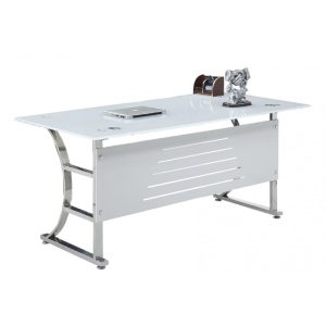 Mesa de oficina Cadore en vidrio templado super blanco 160 x 80 cm