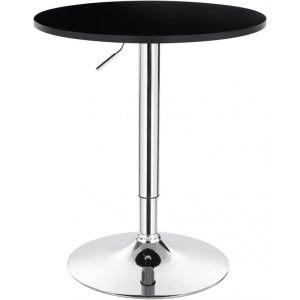 Mesa alta Mabel regulable con tapa soft negra 70 cm de diámetro