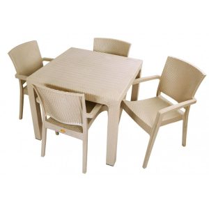 Mesa de exterior Mijas en polipropileno capuccino 90 x 90 cm