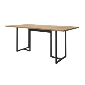 Mesa de comedor Prime 25 en metal negro con tapa color avellana 180 x 90 cm