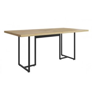Mesa de comedor Prime 40 en metal negro con tapa color natural 180 x 90 cm