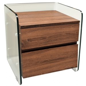 Mesa de centro Sebas en cristal curvado con dos cajones 50 x 43 cm