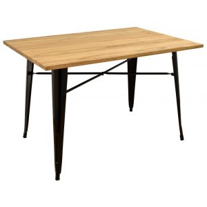 Mesa de comedor Tol en acero negro y madera 160 x 80 cm