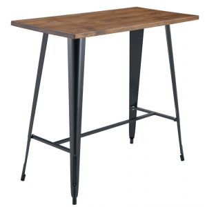 Mesa alta Tol EK Wood en acero y madera negra 120 x 60 cm