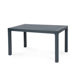 Mesa de exterior Tropical ratán en polipropileno antracita 150 x 90 cm
