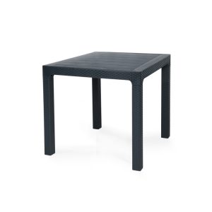 Mesa de exterior Tropical ratán en polipropileno antracita 80 x 80 cm