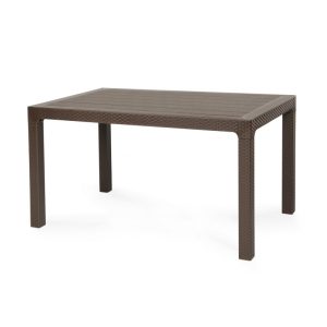 Mesa de exterior Tropical ratán en polipropileno color chocolate 150 x 90 cm
