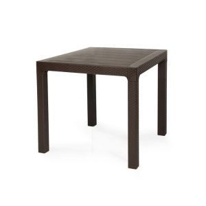 Mesa de exterior Tropical ratán en polipropileno color chocolate 80 x 80 cm