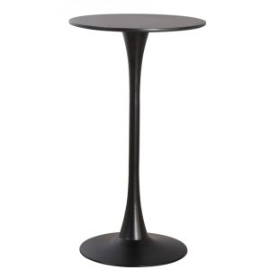 Mesa alta Tul en metal negro con tapa negra 60 cm de diámetro