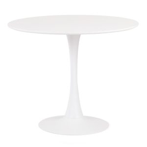 Mesa de comedor Tul con base de metal y tapa lacada blanca 100 cm de diámetro