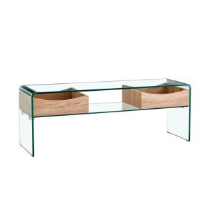 Mueble TV Libra con cajones y cristal curvado 120 x 35 cm
