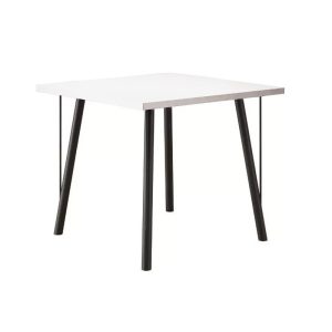 Mesa de comedor Yan en metal negro con tapa blanca 80 x 80 cm