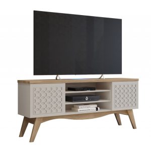 Mueble de TV Liz en blanco roto y cedro 160 cm