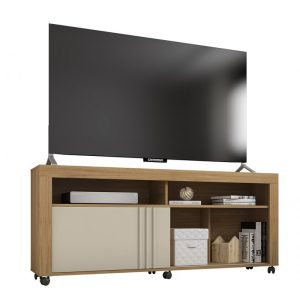 Mueble de TV New Joy en buriti y blanco roto 160 cm