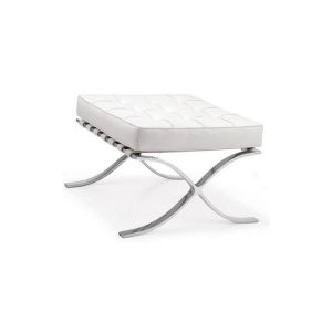 Ottoman Barna en acero inoxidable con piel blanca