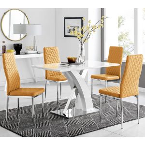 Silla Penélope cromada con tapizado en similpiel color ocre