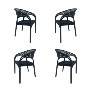 Pack de 4 sillones Calvin apilables en polipropileno antracita