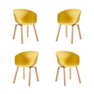 Pack de 4 sillones Dante New en metal con asiento de polipropileno amarillo