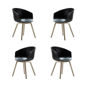 Pack de 4 sillones Dante New en metal con asiento de polipropileno negro