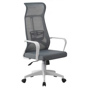 Silla de oficina Amiens alta en color blanco con malla y asiento gris