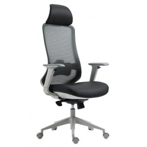 Silla de oficina Aranjuez alta gris ergonómica multifunción con asiento negro