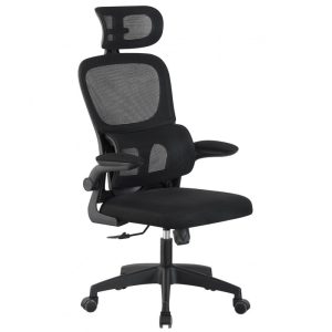 Silla de oficina Bernay alta en color negro con malla y asiento negro