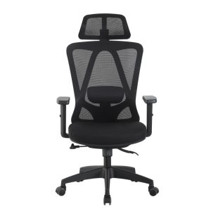 Silla de oficina Ciral alta en color negro con malla y asiento negro