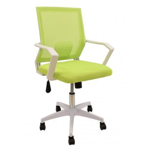 Silla de oficina Clent en color blanco con malla y tejido verde