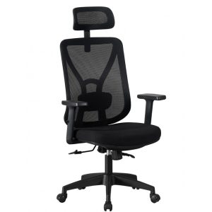 Silla de oficina Clisson alta en color negro con malla y asiento negro