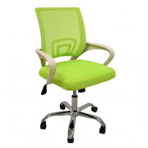 Silla de oficina Fiss New blanca con regulación de altura y sistema basculante malla verde