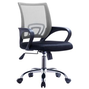 Silla de oficina Fiss New negra basculante con malla gris y tejido negro