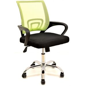 Silla de oficina Fiss New negra regulable con basculante malla verde y tejido negro