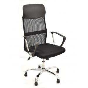 Silla de oficina Gino con malla y tejido mesh en color negro