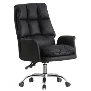Silla de oficina Mainz alta giratoria con tapizado en similpiel negro