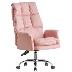 Silla de oficina Mainz alta giratoria con tapizado en similpiel rosa claro