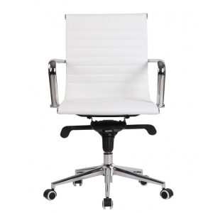 Silla de oficina Rotterdam giratoria con tapizado en similpiel blanca