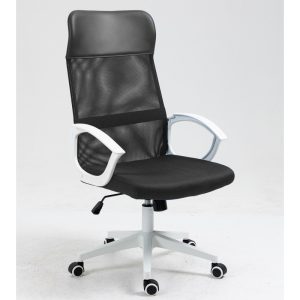 Silla de oficina Verton en color blanco con malla y asiento negro