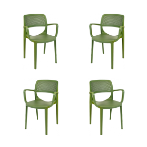 Pack de 4 sillones Verdi apilables en polipropileno verde