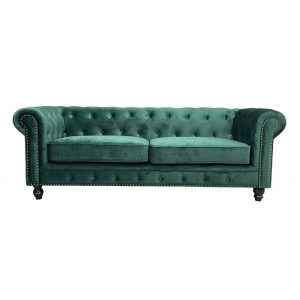 Sofá Chester Premium de 3 plazas con tapizado velvet esmeralda