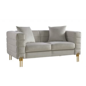 Sofá Larios de 2 plazas con tapizado velvet gris claro