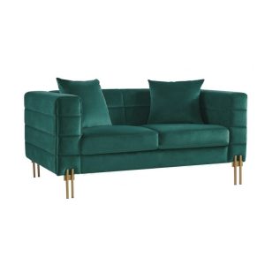 Sofá Larios de 2 plazas con tapizado velvet verde oscuro