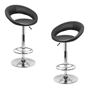 Pack de 2 taburetes Luxus cromados con tapizado en similpiel negra
