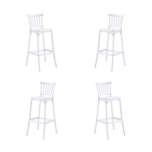 Pack de 4 taburetes Milos con tratamiento anti UV en polipropileno blanco