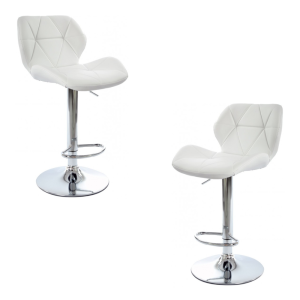 Pack de 2 taburetes Orlando cromados con tapizado en similpiel blanca