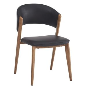 Pack de 2 Sillas CALABRIA, metal acabado de color madera, similpiel negra