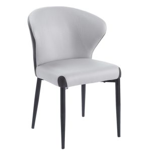 Pack de 2 Sillas DAVOS, metal, tapizado similpiel marrón y gris
